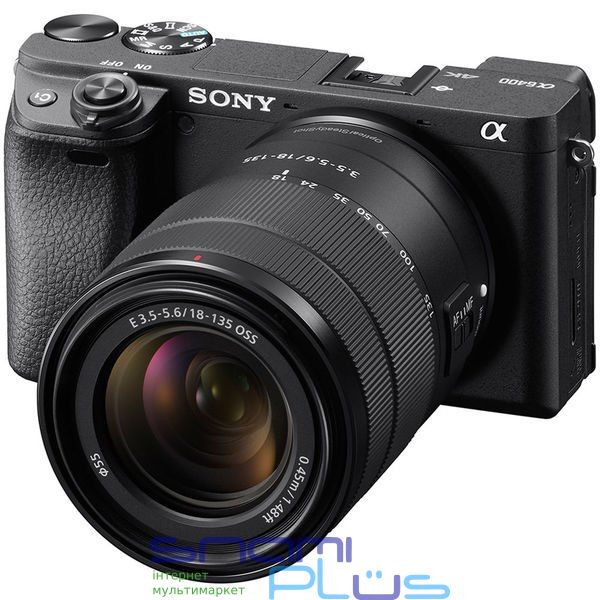 Фотоаппарат Sony Alpha 6400 Kit 18-135mm Black (ILCE6400MB.CEC), Матрица 23,5 x 15.6 мм, 24,2 Мп, поддержка карт памяти SD/SDHC/SDXC, Memory Stick PRO Duo, ЖК-дисплей 3', 4K-видео, NFC, Wi-Fi, питание от литий-ионного аккум 179952 фото