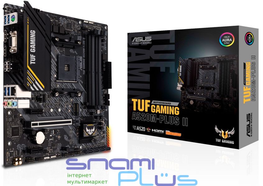 Мат.плата AM4 (A520) Asus TUF GAMING A520M-PLUS II, A520, 4xDDR4, Int.Video(CPU), 4xSATA3, 1xM.2, 1xPCI-E 16x 3.0, 2xPCI-E 1x 3.0, ALC887, Realtek GLan, 6xUSB3.2/6xUSB2.0, VGA/HDMI/DP, MicroATX 251822 фото