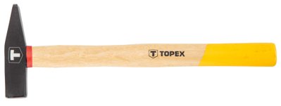Молоток слюсарний Topex, 285 мм, 200 г, ручка з міцної деревини ясеня з високою стійкістю до зламу, квадратна форма бойка (02A402) 215383 фото