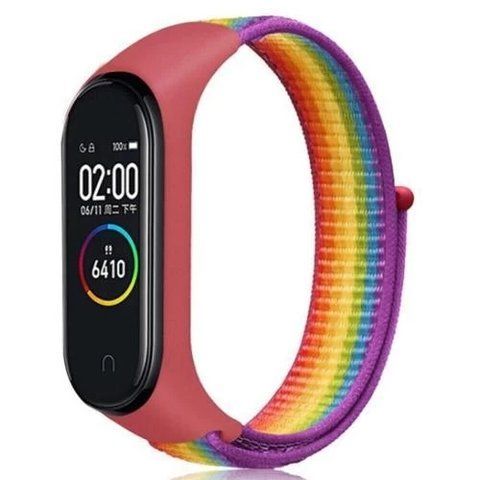 Ремешок для Xiaomi Mi Smart Band 7, BeCover Nylon Style, Red-Rainbow (707669) 276487 фото