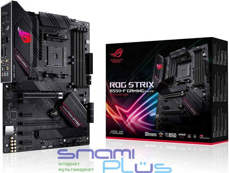 Мат.плата AM4 (B550) Asus ROG STRIX B550-F GAMING WIFI II, B550, 4xDDR4, CrossFire, Int.Video(CPU), 6xSATA3, 2xM.2, 1xPCI-E 16x 4.0, 1xPCI-E 16x 3.0, 3xPCI-E 1x 3.0, ROG SupremeFX, I225-V, WiFi 6, Bluetooth 5.2, 8xUSB3.2/4xUSB2.0, HDMI/DP, ATX 237146 фото