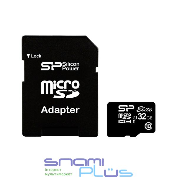 Карта памяти microSDHC, 32Gb, Silicon Power Elite, Class10 UHS-I, SD адаптер (SP032GBSTHBU1V10SP) 115362 фото