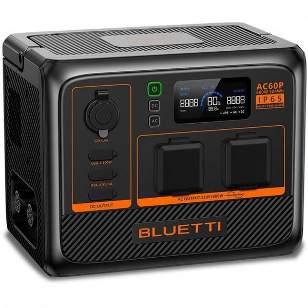 Зарядна станція BLUETTI PowerOak AC60P, Black, 600 Вт / 503 Вт/год, чиста синусоїда, 1xType-C (100 Вт), 2xUSB (5В, 3А), 2 x бездротова зарядна панель, 2 x розетки змінного струму 230V, батарея LiFePO4 278440 фото