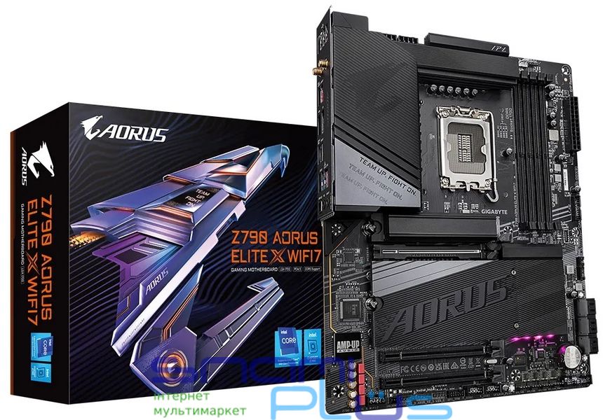 Материнская плата LGA1700, Gigabyte Z790 AORUS ELITE X WIFI7, Z790, 4xDDR5, Int.Video(CPU), 6xSATA3, 4xM.2, 1xPCI-E 5.0 x16, 2xPCI-E 4.0 x16, ALC1220-VB, Intel 2.5GbE, WiFi 7, Bluetooth 5.3, 9xUSB3.2/8xUSB2.0, HDMI/DP, ATX 281735 фото