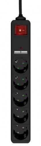 Фильтр сетевой EnerGenie, 5 розеток, 1.5 м, Black, 2xUSB (SPG5-U2-5-02) 304935 фото
