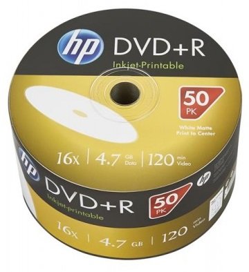 Диск DVD+R 50 HP, 4.7Gb, 16x, Printable, Bulk Box (DRE00070WIP-3) 216982 фото