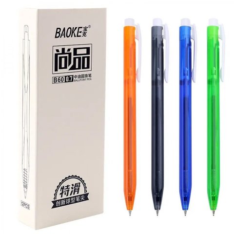 Ручка масляна 0.7 мм, Baoke, синя, автоматична, 1 од (B60-blue) 271965 фото