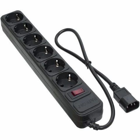 Фільтр мережевий для ДБЖ Patron, 6 розеток, 0.5 м, Black (SP-1062U) 209394 фото