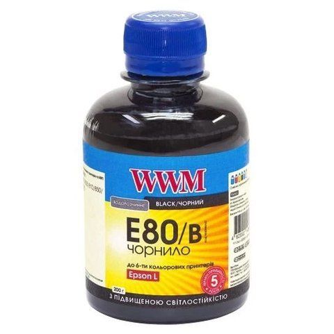 Чорнило WWM Epson L800/L805/L810/L850/L1800, Black, 200 мл, водорозчинне (E80/B) 99441 фото
