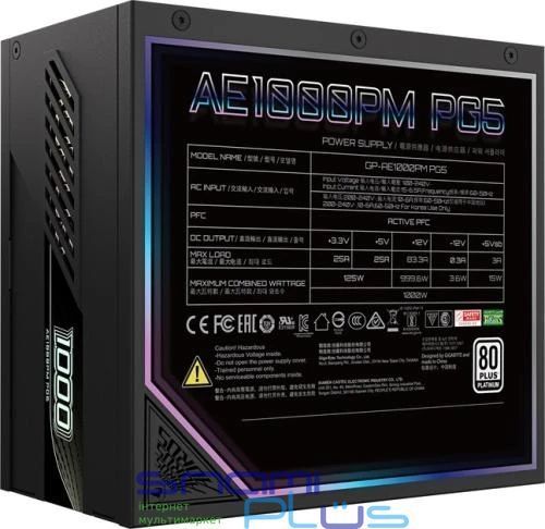 Блок питания 1000 Вт, Gigabyte AORUS ELITE P1000W, Black (GP-AE1000PM PG5) 294572 фото
