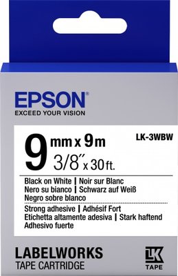 Картридж Epson LK3WBW, Black/White, LW-300/400/700/900, 9 мм/9 м, стрічка підвищеної адгезії (C53S653007) 180311 фото