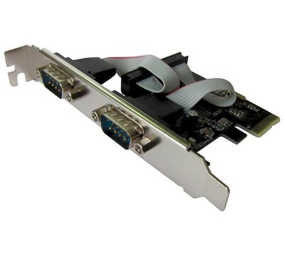 Контролер PCI-E x1 - 2 x RS232 (COM), Dynamode, низькопрофільна планка в комплекті (RS232-2port-PCIE-LP) 269438 фото