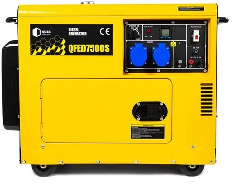 Дизельний генератор Qube QFED7500S, Yellow, 5000 Вт (макс. 5500 Вт), електричний стартер, 4-тактний, 50 Гц, 15 л, до 74 дБ, IP23, 920x550x660 мм, 168 кг 278047 фото