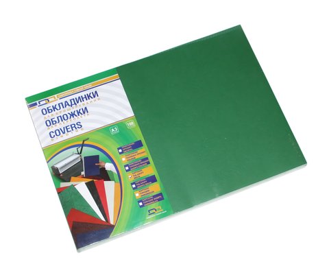 Обкладинки для брошурування D A Art Delta Color, A3, 230 мкм, картонні, 'Під шкіру', зелені, 100 шт (1220101028600) 163364 фото