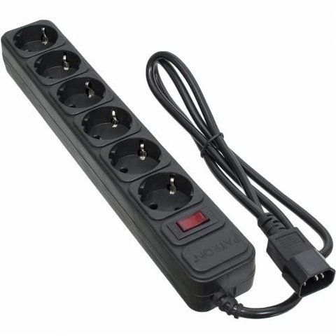 Фільтр мережевий для ДБЖ Patron, 6 розеток, 1 м, Black (SP-1063U) 209395 фото