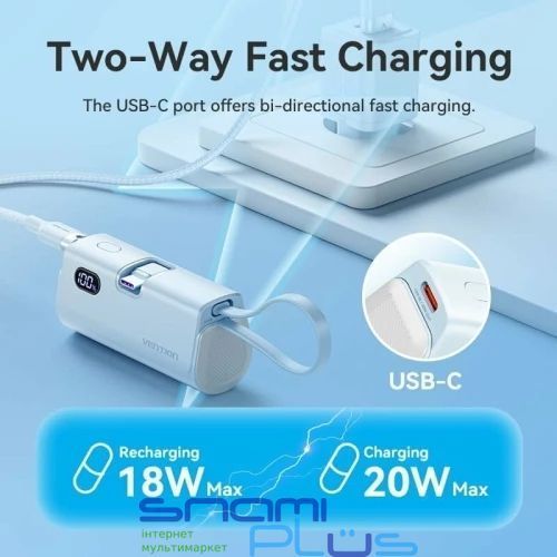 Універсальна мобільна батарея 4800 mAh, Vention FHQ, Blue, 22.5 Вт (FHQL0) 322262 фото