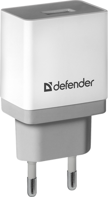 Мережевий зарядний пристрій Defender UPA-21 White, 1xUSB, 2.1A/5V, захист від перевантаження і короткого замикання (83548) 205326 фото