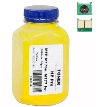 Тонер + чип HP CLJ Pro M176/M177, Yellow, 30 г, AHK (3202341) 280502 фото