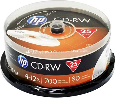 Диск CD-RW 25 HP, 700Mb, 12x, Cake Box (CWE00019-3) 216984 фото