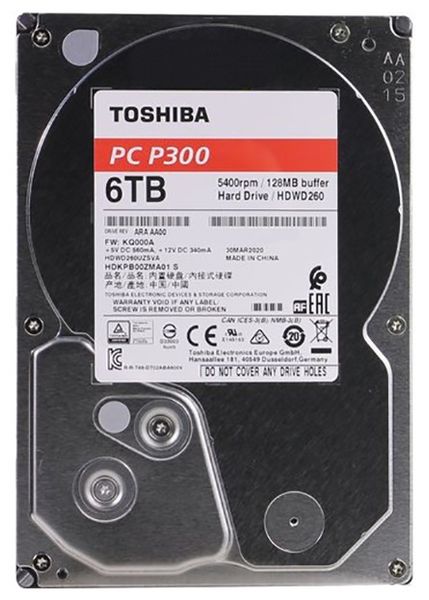Жорсткий диск 3.5' 6Tb Toshiba P300, SATA3, 128Mb, 5400 rpm (HDWD260UZSVA) 227758 фото