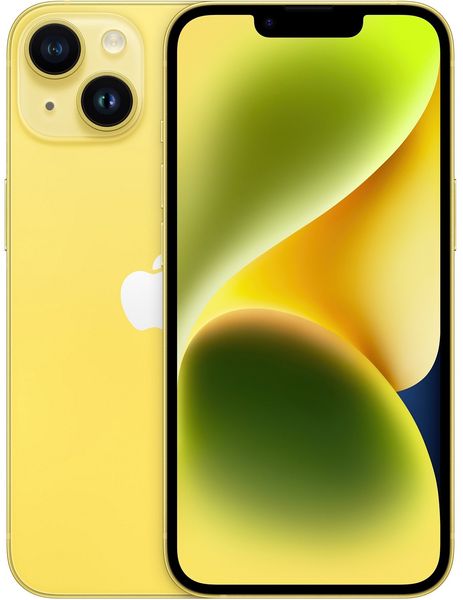 Смартфон Apple iPhone 14 (A2882) Yellow, 256GB, Nano-SIM + eSIM, 6.1' (2532х1170, OLED, 460 PPI), A15 Bionic, Wi-Fi 6, Bluetooth 5.3, 5G, NFC, 12 Mp + 12Mp, Lightning, iOS 16 (MR3Y3RX/A) 266399 фото