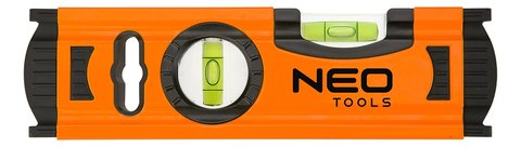 Рівень Neo Tools, Orange, 20 см, 2 капсули: горизонтальна, вертикальна (від 0 до 180 °) (71-030) 260098 фото