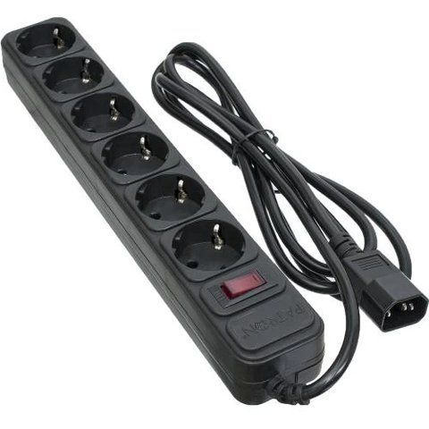 Фільтр мережевий для ДБЖ Patron, 6 розеток, 2 м, Black (SP-1065U) 209396 фото