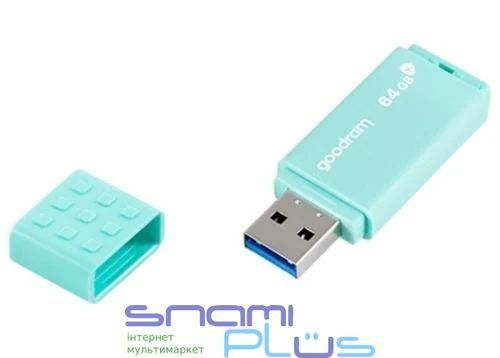 Флеш накопичувач USB 64Gb Goodram UME3 "Care", Teal, USB 3.2 Gen 1 (UME3-0640CRR11) 266048 фото