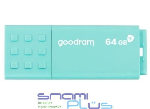 Флеш накопичувач USB 64Gb Goodram UME3 "Care", Teal, USB 3.2 Gen 1 (UME3-0640CRR11) 266048 фото