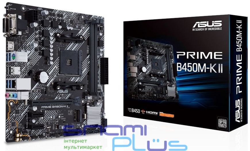 Мат.плата AM4 (B450) Asus PRIME B450M-K II, B450, 2xDDR4, Int.Video(CPU), 4xSATA3, 1xM.2, 1xPCI-E 16x 3.0, 2xPCI-E 1x 2.0, ALC887, RTL8111H, 6xUSB3.2/6xUSB2.0, VGA/DVI-D/HDMI, MicroATX 212385 фото