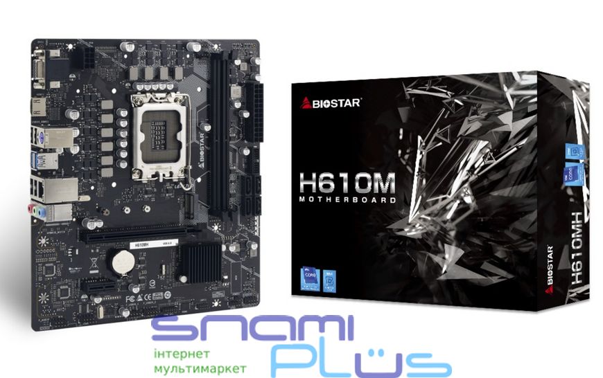 Мат.плата LGA1700, Biostar H610MH, H610, 2xDDR4, Int.Video(CPU), 4xSATA3, 1xM.2, 1xPCI-E 16x 4.0, 1xPCI-E 1x 3.0, ALC897, I219V, 4xUSB3.2/8xUSB2.0, VGA/HDMI, MicroATX 240779 фото