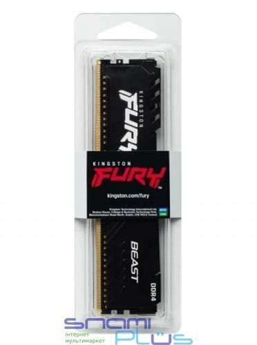 Пам'ять 16Gb DDR4, 3200 MHz, Kingston Fury Beast, Black (KF432C16BB/16) 232395 фото