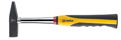 Молоток слюсарний Topex, 318 мм, 500 г, ручка із загартованої сталі, ергономічна, покрита антиковзним матеріалом, квадратна форма бойка (02A715) 215393 фото