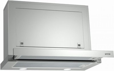 Витяжка кухонна Gorenje BHP623E8X, Silver, вбудована, телескопічна, кнопкове керування, 578 м3/год, освітлення, 3 швидкості, 60x42x30.5 см 256065 фото