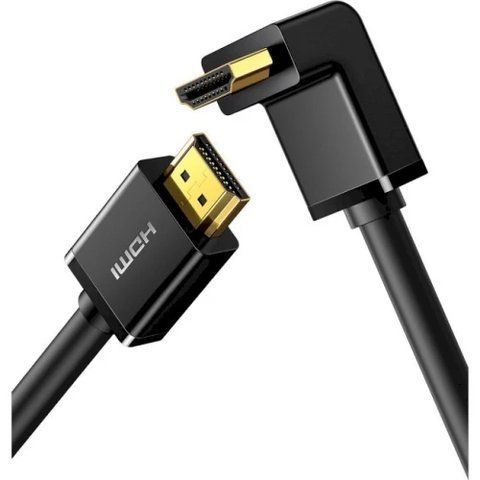 Кабель HDMI (M) - HDMI (M), 2 м, Black, Ugreen HD103, V2.0, 4K / 60 Гц, угловой разъем (10173) 314814 фото