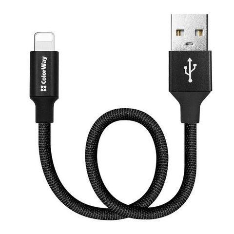 Кабель USB AM - Lightning, 25 см, Black, ColorWay, 2.4A (CW-CBUL048-BK) 240558 фото
