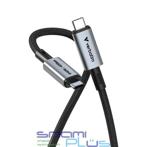 Кабель Type-C - Type-C, 1.2 м, Black, Verbatim, 240 Вт, 5A, до 40Gbps (31847) 310628 фото