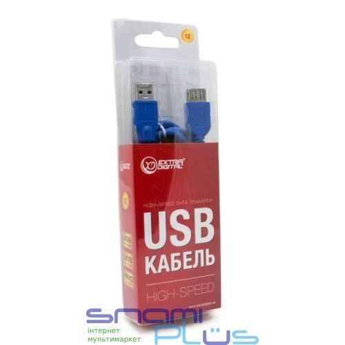 Кабель USB 3.0 AM - USB AF, 1.5 м, Blue, Extradigital (KBU1632) 197337 фото