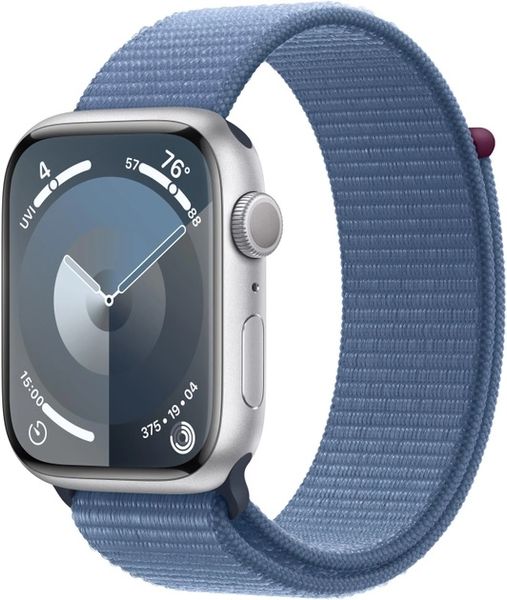 Смарт-годинник Apple Watch Series 9 GPS (A2980), 45 мм, Silver, Winter Blue Sport Loop, 484x396 (LTPO, Retina, Ion-X), Apple S9, 64Gb, NFC, GPS, WiFi, Bluetooth, 38 г (MR9F3QP/A) 278932 фото