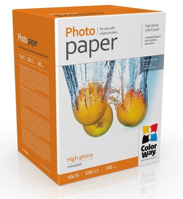 Фотопапір ColorWay, глянсовий, A6 (10x15), 180 г/м², 500 арк (PG1805004R) 35309 фото
