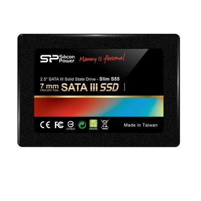 Твердотільний накопичувач 240Gb, Silicon Power Slim S55, SATA3, 2.5', TLC, 540/510 MB/s (SP240GBSS3S55S25) 115430 фото