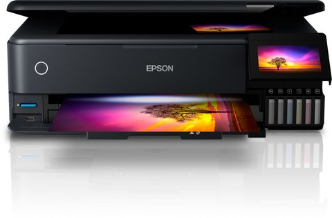 БФП струменевий кольоровий A3 Epson L8180, Black, WiFi, 5760х1440 dpi, дуплекс, до 32/32 стр/хв, друк на DVD, CardReader, РК-екран 10.9 см, USB / Lan, вбудоване СБПЧ, чорнило Epson 115 (C11CJ21403) 229329 фото