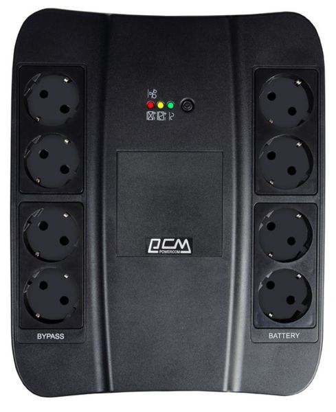 Джерело безперебійного живлення PowerCom SPD-850U Schuko Black, 850 ВА, 510 Вт, лінійно-інтерактивний, AVR, 4+4 розетки (Schuko) 274431 фото