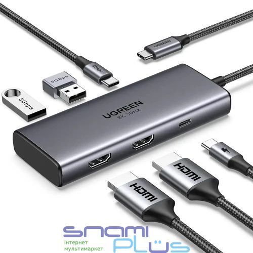 Хаб USB Ugreen CM498, Grey (15852) 322722 фото