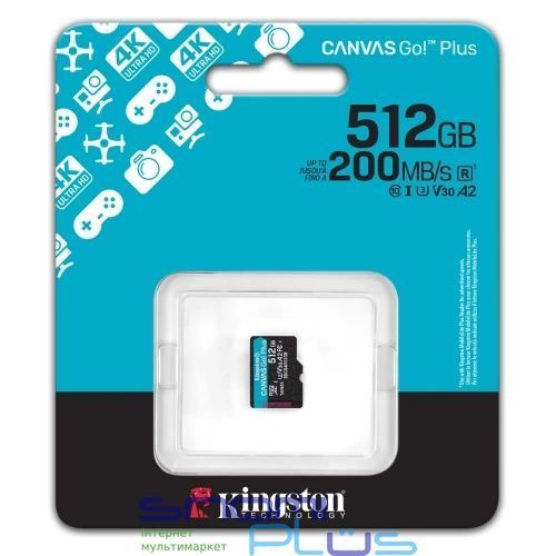 Карта пам'яті microSDXC, 512Gb, Kingston Canvas Go! Plus, без адаптера (SDCG4/512GBSP) 306630 фото