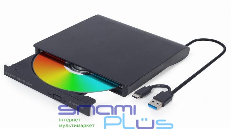 Внешний оптический привод Gembird, Black, DVD+/-RW, USB 3.1 / Type-C (DVD-USB-03) 261819 фото