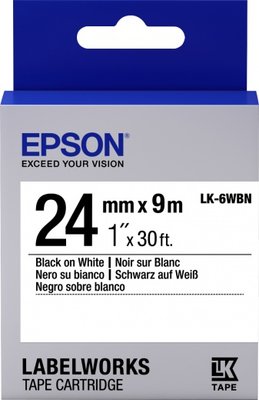 Картридж Epson LK6WB, Black/White, LW-700/900, 24 мм / 9 м, стандартна стрічка (C53S656006) 180318 фото
