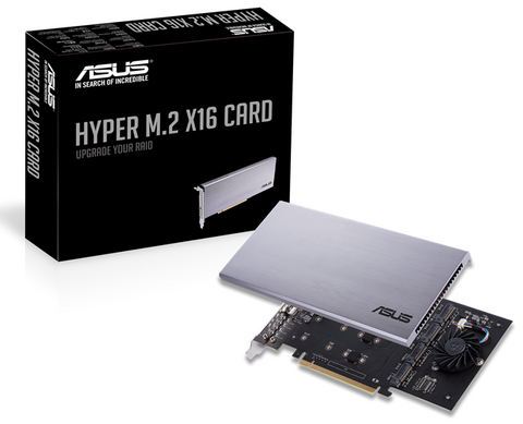 Плата-адаптер Asus Hyper M.2, PCI-E 16x 4.0, для 4 x SSD M.2 (ключ M), алюмінієвий радіатор та термопрокладка (90MC08A0-M0EAY0) 218166 фото