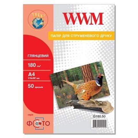 Фотопапір WWM, глянсовий, A4, 180 г/м&sup2;, 50 арк (G180.50) 116942 фото