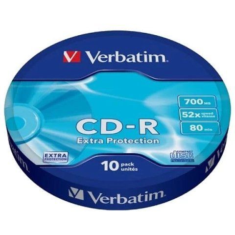 Диск CD-R 10 Verbatim, 700Mb, 52x, Extra Protection, Shrink Box (43725) 124146 фото